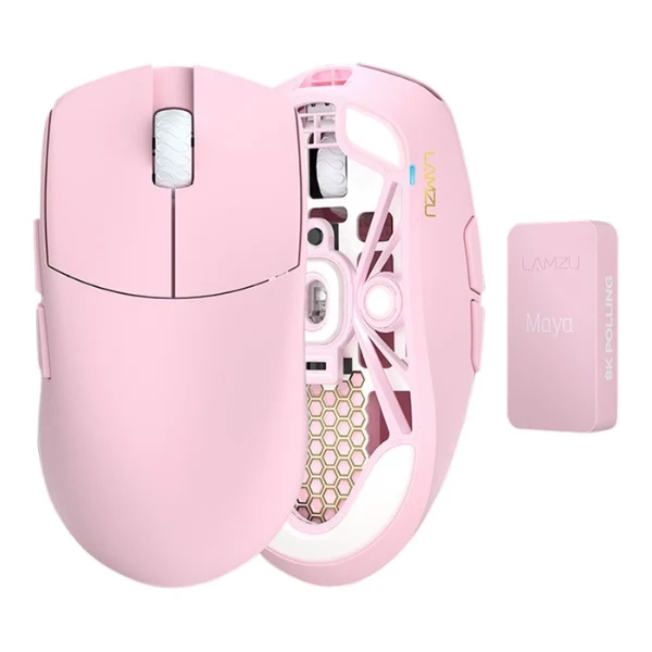 Mouse gaming inalámbrico Lamzu MAYA Champion Edition Light Pink 30000 DPI con sensor Pixart 3950 - MAYA LIGHT PINK - Rosado claro