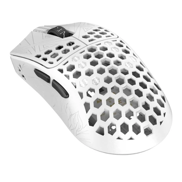 Mouse gaming inalámbrico TENKO Akitsu Medium Carbon Fiber 8K White 30000 DPI con sensor Pixart 3950 - AR-25-AKITSUM-W - Blanco