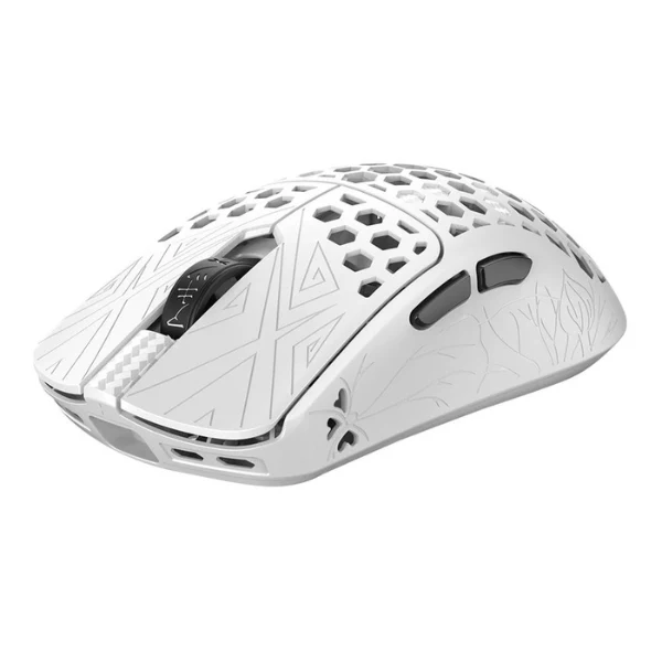 Mouse gaming inalámbrico TENKO Akitsu Medium Carbon Fiber 8K White 30000 DPI con sensor Pixart 3950 - AR-25-AKITSUM-W - Blanco
