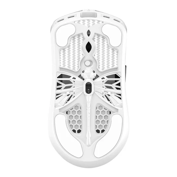 Mouse gaming inalámbrico TENKO Akitsu Medium Carbon Fiber 8K White 30000 DPI con sensor Pixart 3950 - AR-25-AKITSUM-W - Blanco