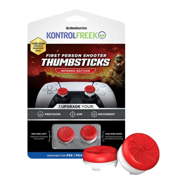 Grips para sticks analógicos KontrolFreek FPS Freek Inferno para PlayStation - 6150-PS5 - Rojo/Blanco