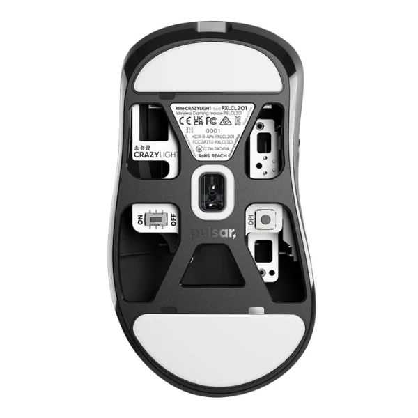 Mouse gaming inalámbrico Pulsar Xlite CrazyLight Medium Jet Black RGB 32000 DPI con sensor XS-1 - PXLCL201 - Negro