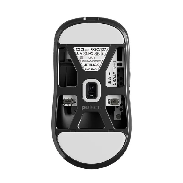 Mouse gaming inalámbrico Pulsar X2 CrazyLight Mini Jet Black 32000 DPI con sensor XS-1 - PX2CL107 - Negro