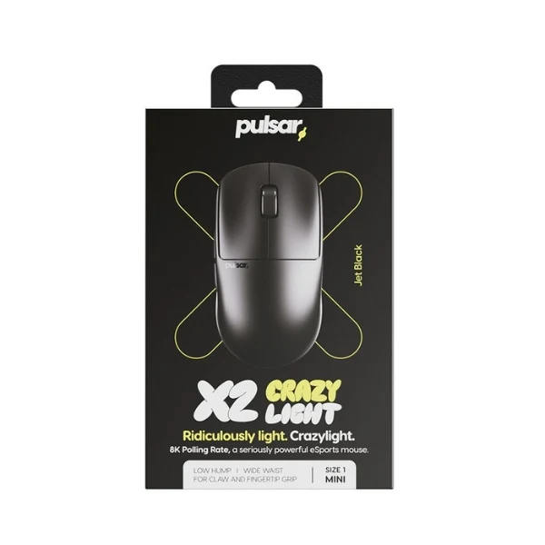 Mouse gaming inalámbrico Pulsar X2 CrazyLight Mini Jet Black 32000 DPI con sensor XS-1 - PX2CL107 - Negro