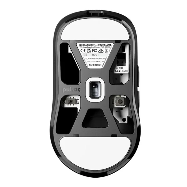 Mouse gaming inalámbrico Pulsar X2H CrazyLight Medium Jet Black 32000 DPI con sensor XS-1 y polling 8000Hz - PX2HCL201 - Negro