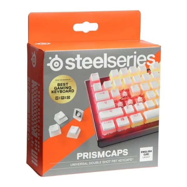 Set de keycaps SteelSeries PRISMCAPS White Doubleshot PBT 104 piezas para teclados mecánicos - 60203 - Blanco